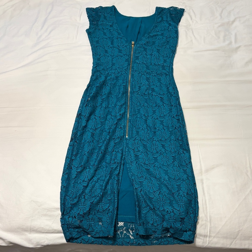 Dorothy Perkins Teal Lace Midi Dress